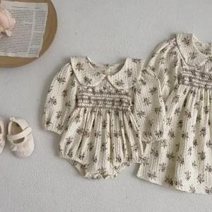 Spring Autumn Kids Baby Girls Long Sleeve Sweet Flower Printing Princess Dress Casual Baby Girls Dress Children Clothes Dress