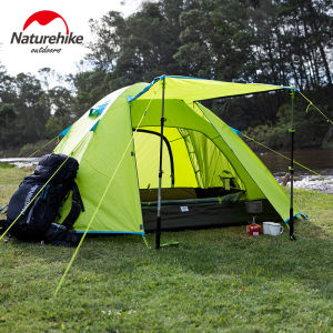 Naturehike Double Layer Thickened Camping Tent Outdoor Beach Rainproof for 3-4 People Picnic Naturehike Polyester Oxford Fabric