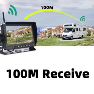 QXNY Wireless DVR 7" Car Monitor AHD Backup Camera IR Night Vision Reverse Recorder 24V Rear View Cam for Truck Bus RV Trailer
