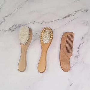Baby Wood Brush Comb Beech Soft Wool Newborn Comb for Head Massager Baby Cleaning Shower Pure Natur Hairbrush Baby Care