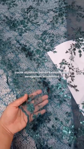 satu set kain bahan kebaya brokat tille atasan dan bawahan songket