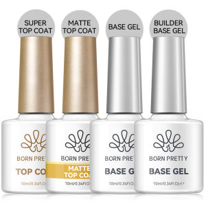 BORN PRETTY 3/4PCS Base Gel And Super Top Coat 10ml Soak Off Gel Nail Polish For Nail Art Design Functional Gel Nail Set