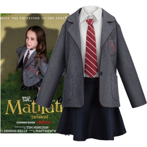 Movie Matilda Cosplay Costume School Uniform Coat Skirt Roald Dahls Matilda Cosplay Halloween School Suit for Kids Girls Women