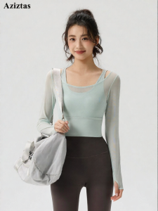 aziztas | Padded Slimming Mesh Yoga Top