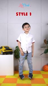 Lily And Clark Kemeja Koko Tangan Pendek Anak Laki-Laki Stylish Warna Putih KL02