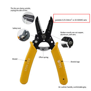 Multifunctional Wire Stripping Pliers Manual Cable Shearing And Stripping Tool for Electricians 20-30AWG 0.25-0.8mm 7inch