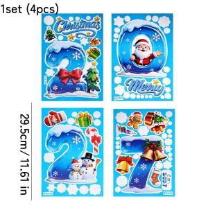 2027 Happy Christmas Decoration Decal Santa Claus Snowman Christmas Window Sticker Shopping Mall Showcase Festive Decor