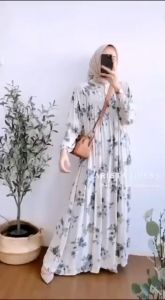 K-FASHION Gamis Arista Bahan Rayon Diamond Adem Tebal Busui Kancing depan Ukuran XL LD110cm