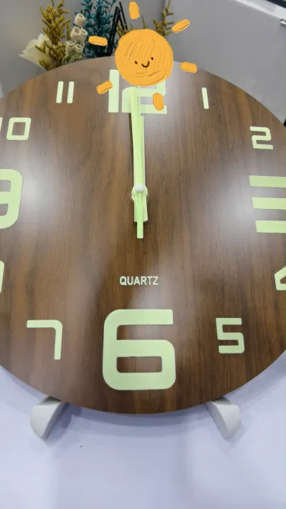 12 Inches Luminous Wooden Silent Wall Clock glow in dark Creative ...