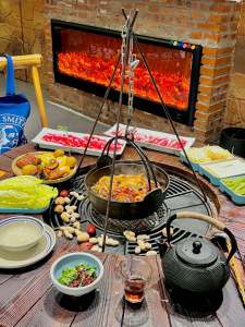 Outdoor Camping Suspension Stove Iron Pot BBQ Grill Commercial Surrounding Stove Swan Duck Pot Speciality Cast Iron Cookware