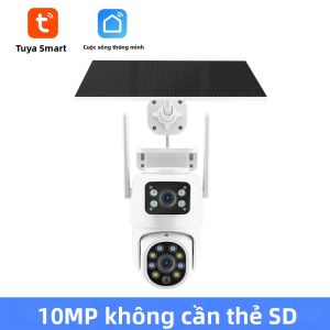 Camera Wifi Năng Lượng Mặt Trời Tuya 10MP Camera Kép Màn Hình Kép Xoay PTZ Ngoài Trời Tự Động Theo Dõi Camera An Ninh Pin Tiết Kiệm Năng Lượng Không Dây Tích Hợp Cảm Biến PIR