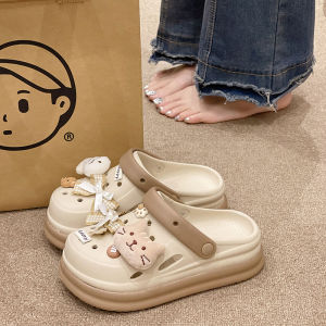 QIAOHUI | Cute Bow Cat Hole Shoes Womens Summer Outdoor Thick Sole Anti-Slip Sandals