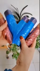 Kantong Plastik Sampah 45X50cm Roll Dengan Tali Trash Bag Tong Sampah Gulungan Premium