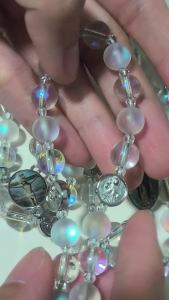 acrylic rainbow bubble rosary necklace