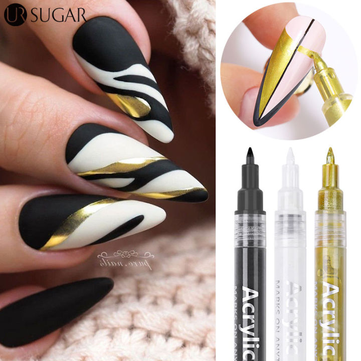 Nail Art Graffiti Pen Black White Red Color UV Gel Polish Design