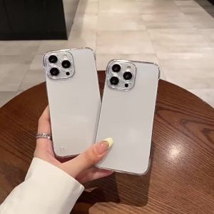 Ốp Lưng Trong Suốt Màu Trơn Không Viền Cho iPhone 16 Pro Max 15 14 13 12 11 Chống Sốc Màu Trắng Đơn Giản