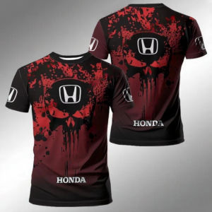Honda | Camiseta informal de manga corta transpirable de secado rápido con estampado de tinta salpicada para motociclismo 2026 para