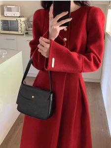 QFN | Festive Rich Heiress Style Red Tweed Two-Piece Set