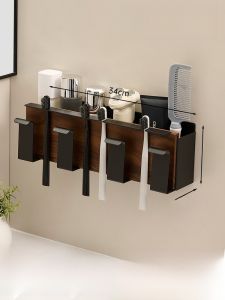 Bathroom Vanity Sink Mouth Rinse Cup Toothbrush Holder Wall Mounted Detachable No Drilling Required Toothbrush Cup Rack Organizer