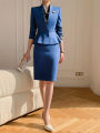 Early Spring Professional Suit Elegant Lady Style Fashionable Front Desk Hotel Reception Workwear Women's Skirt Set Polyester Cotton Spandex Blend. 