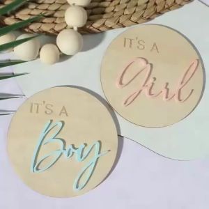 2Pcs Set Hello World Newborn Sign Newborn Photo Props For Hospital Is a boy Is a girl Wooden Sign Baby Birth Announcement Sign