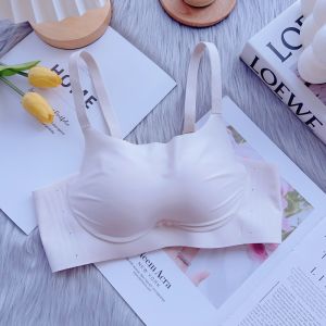 Wireless Ice Silk Bralette Womens Underwear Small Chest Gathered No Side Bone Seamless Nylon Fabric Pure Color Summer 2025