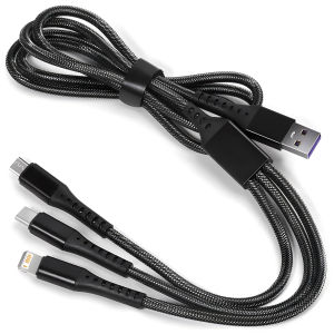 Cáp USB 3 Trong 1 Đa Cổng Sạc Nhanh Micro USB & Type C Cho iPhone 17/16/15 Pro Max Xiaomi Samsung - Cáp Sạc