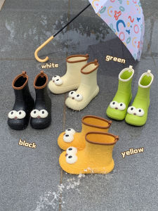 Anti-Slip Waterproof Mid-Calf Childrens Rain Boots Stripes Design Cute Fashionable Rain Shoes for Girls And Boys