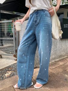 MASISI | Summer Plus Size Daisy Print Denim Wide Leg Pants