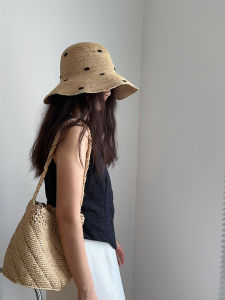Japanese Style Raffia Straw Hat Women Summer Sun Protection Fisherman Wide Brim Beach Holiday Beach Sand Sun Basin Hat