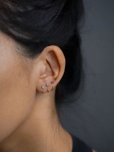 Ear-Caring Anti-Allergy Stud Earrings for Women 925 Sterling Silver Small Ear Ring Blue Zircon Pierced Ears Earrings Light Fine Ins Niche Style