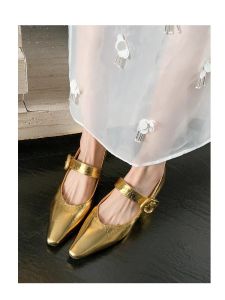 High-End Mary Jane Shoes with Buckle Design mid Heel Single Shoes for Women French Style Spring Summer Trend 4cm Unique Heel