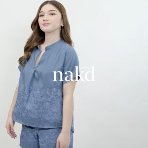 NAKD FASHION LUCILLA V NECK COLLAR CHALLIS BASIC DAILY TERNO SET 1503