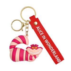 Cute Cheshire Cat Keychains Enamel Christmas Tree Wreath Keyrings Festival Gifts for Women Men Handbag Pendants