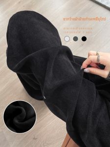 Black Fleece Wide Leg Pants Womens Casual Drapey Pants Spring Autumn Winter New Style Small Size Chenille Slim Straight Pants