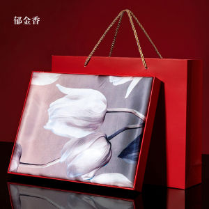 Authentic Silk Scarf Womens Necktie 100% Mulberry Silk Hangzhou Silk Shawl Mothers Day Gift Scarf Gift Box Chinese Style Floral Pattern