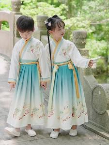 Childrens Han Chinese Costume Chinese Costume Boys and Girls New Chinese Style Full Set of Elementary School Students Tibetan Ancient Style Performance Costume and Accessories
