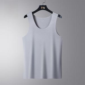 ROMON | Lomond Mens Ice Silk Modal Vest Sleeveless T-Shirt Sports Crossbar Summer Fashion Urban Style Round Neck Thin Sweat Vest