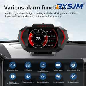 RYSJM | Car Speedometer Head Up Display GPS OBD2 Slope Meter Pitch Tilt Angle Display Water Temp Air Fuel Ratio On-board Computer forHUD