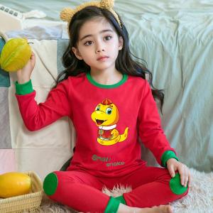 Red Cotton Wool Childrens Underwear Set Long Sleeve Lucky Year Home Clothes Boys Girls Pajamas Soft Chinese Style Fall Winter