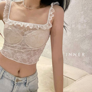 สไตล์หวานลูกไม้สี Innerwear Tank Top พร้อมแผ่นรองหน้าอกสําหรับผู้หญิงฤดูร้อนวัสดุไนลอนBackless Strapless Bralette