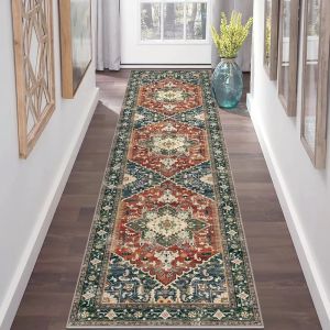 VIKAMA Bohemian Runner Rug Anti-Slip Stain-Resistant Entrance Hall Floor Mat Kitchen Bedroom Carpet Home Decoration