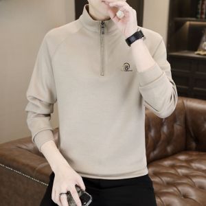 HENGYUANXIANG | Hengyuanxiong Mens Zipper Hoodie Long Sleeve Stand Collar Sweatshirt Fashion Urban Style Polyester Blend Autumn New Arrival