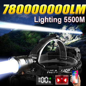 780000000LM Most Powerful Headlamp High Power LED Head Flashlight USB Rechargeable Headlight Outdoor Fishing Lantern