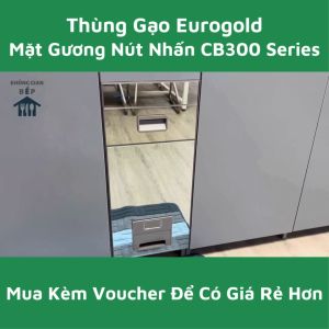 (Sale SP Mới) Thùng Gạo Eurogold Chính Hãng - Thiết Kế Mặt Gương Nút Nhấn Âm Tủ Sang Trọng Tiện Lợi