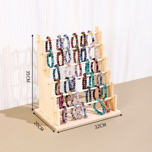 Wooden Bracelet Stand and Display 6 Tier Bracelet Holder Organizer Displays for Selling Stand for Jewelry Bangle