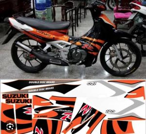 DECAL STRIPING SATRIA ORANGE STRIPING SATRIA LUMBA ORANGE LIST BODI SATRIA LUMBA ORANGE