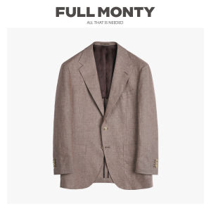 Natural Linen Kaki Houndstooth Blazer