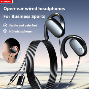 Open Ear Type C&3.5mm Wired Headphones Stereo Sound Sports Earbuds Gamer Headsets For Business Earphones with HD Mic For Samsung