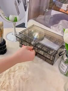 BF-K192 Rak Laci Mini 72 Sekat 3 Tingkat Transparan Kotak Perhiasan Cincin Kalung Anting Serbaguna